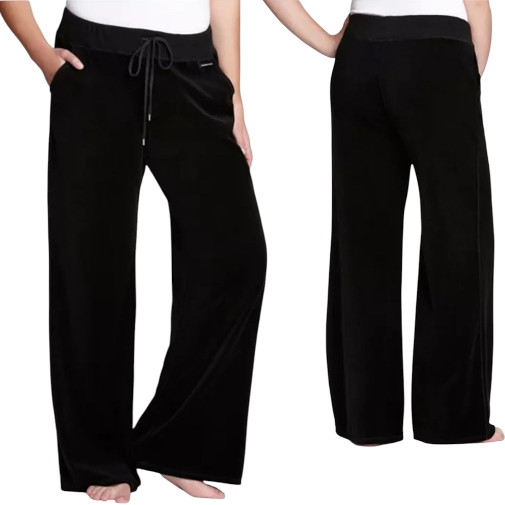 Michael Kors Velour Wide Leg Black Joggers - Sz MP